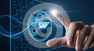 Sap digital transformation futuristic interface touchscreen technology business innovation data management future