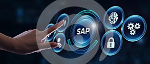 SAP System Software Automation concept on virtual screen data center. Business, modern technology, internet and networking concept