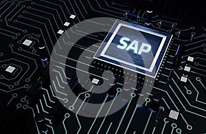 SAP System Software Automation concept on virtual screen data center. Business, modern technology, internet and networking concept
