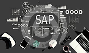 SAP theme with electronic gadgets and office supplies