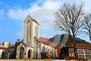 Sapa church under blue sky