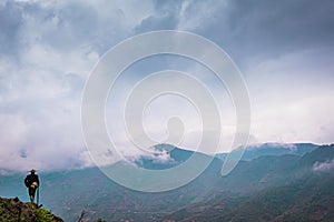 SAPA, VIETNAM - Feb 24, 2016: Vietnamese farmer in Sapa, Vietnam photo