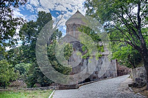 Sapara Monastery in mountains near Georgian town Akhaltsikhe