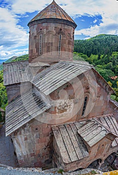 Sapara Monastery in mountains near Georgian town Akhaltsikhe