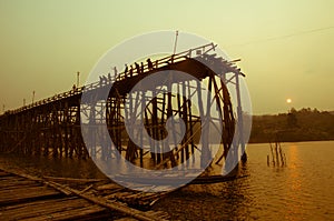 Saphan Mon Broken at sunset time