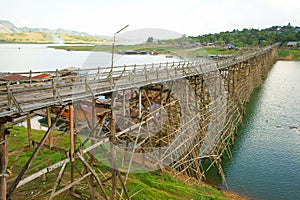 Saphan mon wooden bridge photo