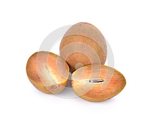 Sapodilla fruit on white background.