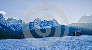 Sappada mountain sun setting