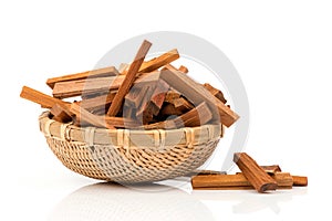 Sappan ,sappan tree,caesalpinia sappan, wood isolated on white background