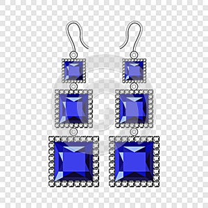 Sapphire earrings mockup, realistic style