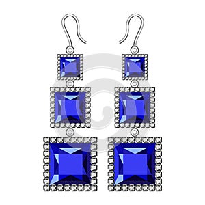 Sapphire earrings mockup, realistic style