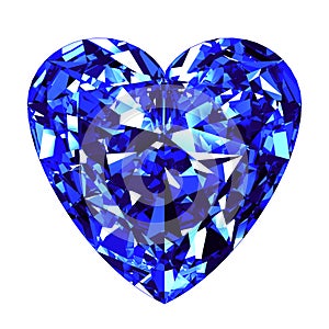 Sapphire Heart Cut Over White Background