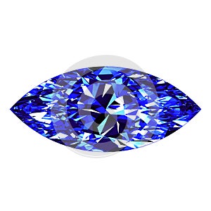 Sapphire Marquise Cut Over White Background photo