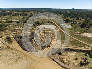 Sapphire Mine Diggings In Australia Drone Aerial Of Environment