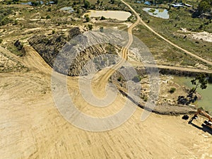 Sapphire Mine Diggings In Australia Drone Aerial Of Environment