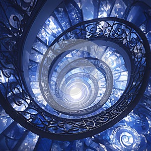 Sapphire Splendor: An Ascending Staircase of Architectural Glamour