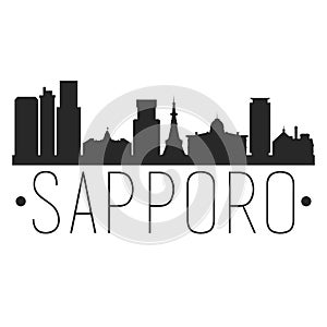 Sapporo Skyline Silhouette City Vector Design Art Illustration Stencil Landmark.