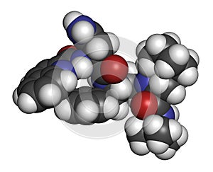 Saquinavir HIV drug molecule.