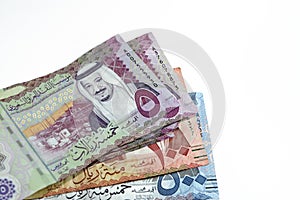 500 SAR Five hundred Saudi Arabia riyals cash money with king AbdulAziz Al Saud and Kabaa and 100 SAR one hundred Saudi Arabia photo