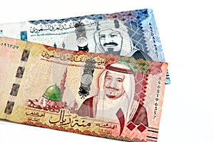 500 SAR Five hundred Saudi Arabia riyals cash money with king AbdulAziz Al Saud and Kabaa and 100 SAR one hundred Saudi Arabia photo