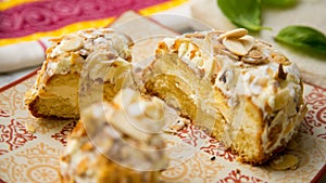 The Sara Tart is made up of a spongy Genoese sponge cake