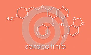 Saracatinib drug molecule. Dual kinase inhibitor, inhibiting both Src and Bcr-Abl tyrosine kinases. Skeletal formula. photo