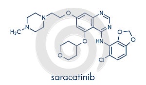 Saracatinib drug molecule. Dual kinase inhibitor, inhibiting both Src and Bcr-Abl tyrosine kinases. Skeletal formula. photo
