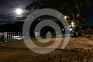 Saracen Bay beach of Koh Rong Samloem island at the night