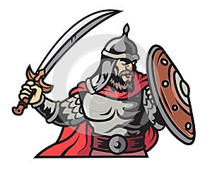 Saracen Crusade Warrior Cartoon Mascot Logo Badge