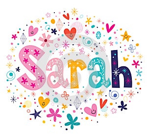 Sarah female name decorative lettering type design photo