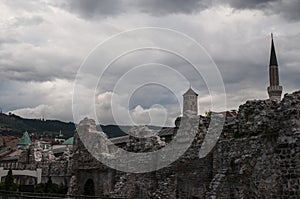 Sarajevo, Bosnia and Herzegovina, Bascarsija, Clock Tower, Gazi Husrev-beg Mosque, Taslihan, caravanserai