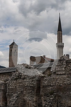 Sarajevo, Bosnia and Herzegovina, Bascarsija, Clock Tower, Gazi Husrev-beg Mosque, Taslihan, caravanserai