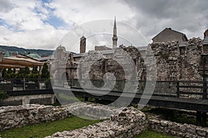 Sarajevo, Bosnia and Herzegovina, Bascarsija, Clock Tower, Gazi Husrev-beg Mosque, Taslihan, caravanserai