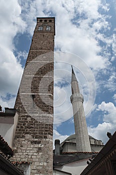 Sarajevo, Bosnia and Herzegovina, Bascarsija, Clock Tower, Sarajevska Sahat Kula, Gazi Husrev-beg Mosque, skyline