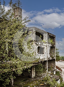 Sarajevo, Bosnia - May 2, 2022 - Bullet ridden buildings from The Bosnian War
