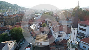 Sarajevo capital aerial view in old city