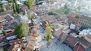 Sarajevo capital aerial view in old city