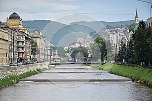 Sarajevo Cityscape with the Miljacka River