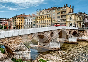Sarajevo Old Bridge On Miljacka river photo