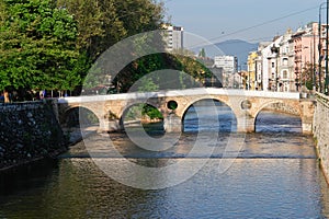 Sarajevo, old bridge on river