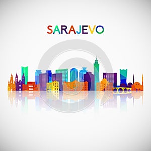 Sarajevo skyline silhouette in colorful geometric style.