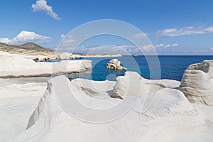 Sarakiniko beach in the island of Milos, Greece