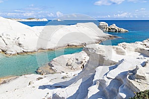 Sarakiniko beach in the island of Milos, Greece