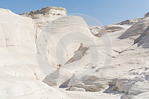 Sarakiniko beach lunar landscape in Milos, Cyclades Islands, Aegean Sea, Greece