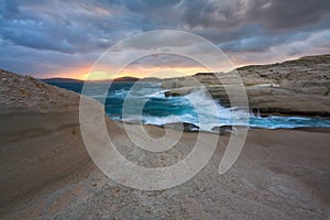 Sarakiniko beach, Milos, Greece.