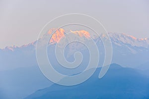 Sarangkot Hill and the Himalayas Mountain Range at Dawn