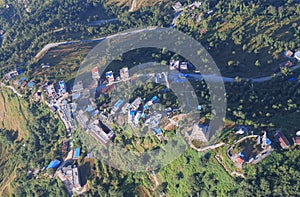 Sarangkot Pokhara town arial cityscape Nepal
