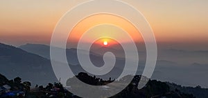 Sarangkot sunrise point in Pokhra,Nepal photo