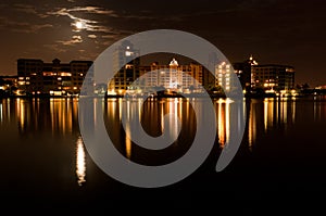 Sarasota city at moonlight photo