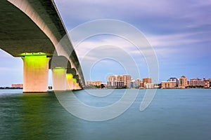 Sarasota, Florida, USA town cityscape from Sarasota Bay